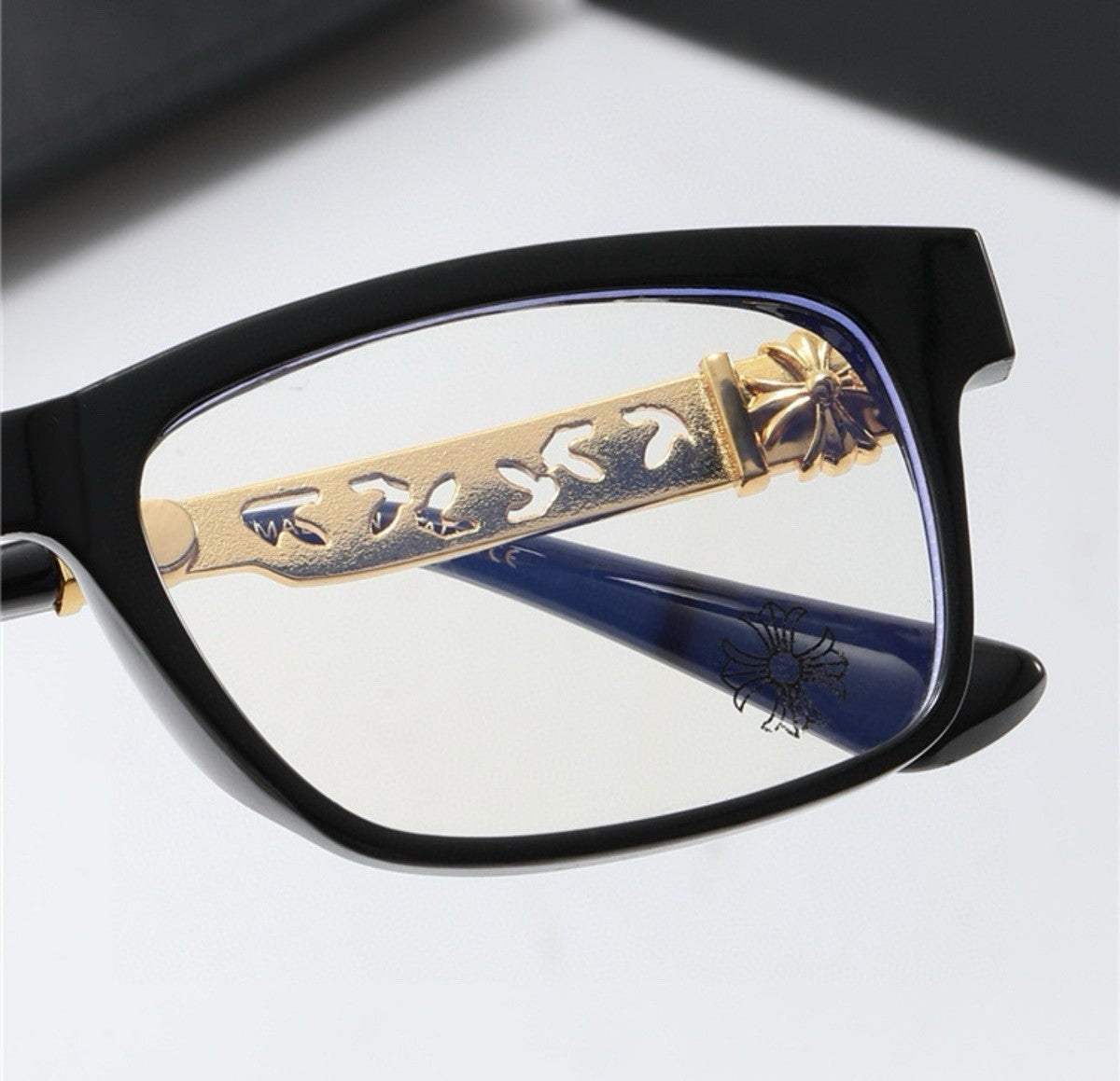 Chrome heart glasses - black & gold badges NOT BOXED