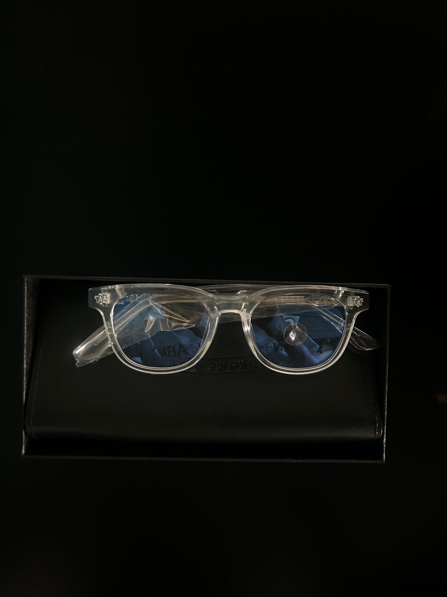 Chrome heart glasses - clear & silver badges