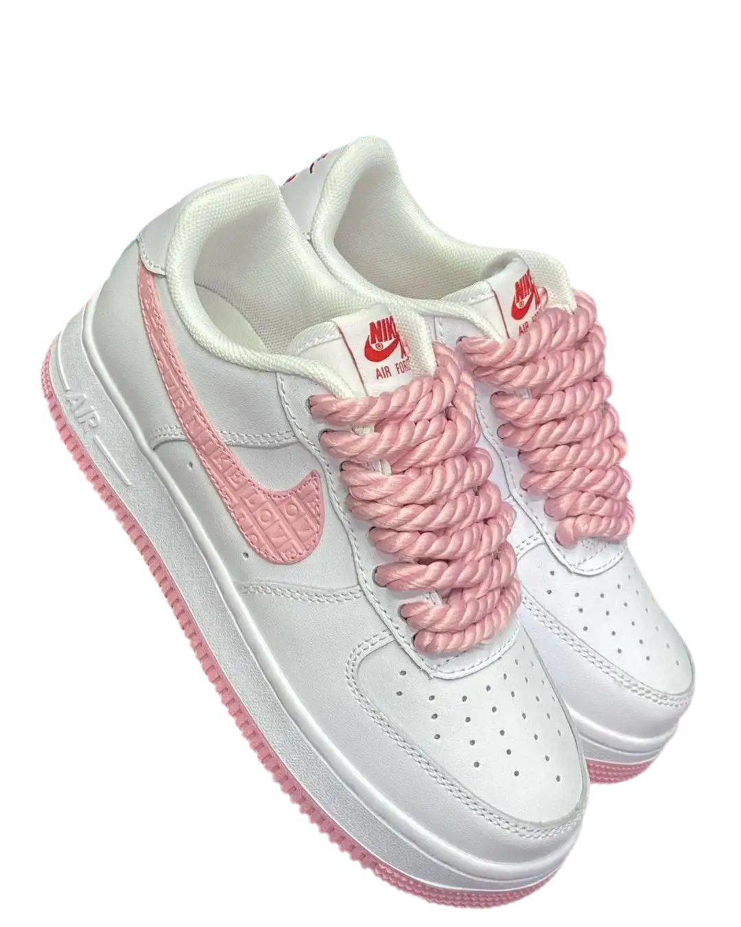Nike Air Force 1 'White' with pink small laces