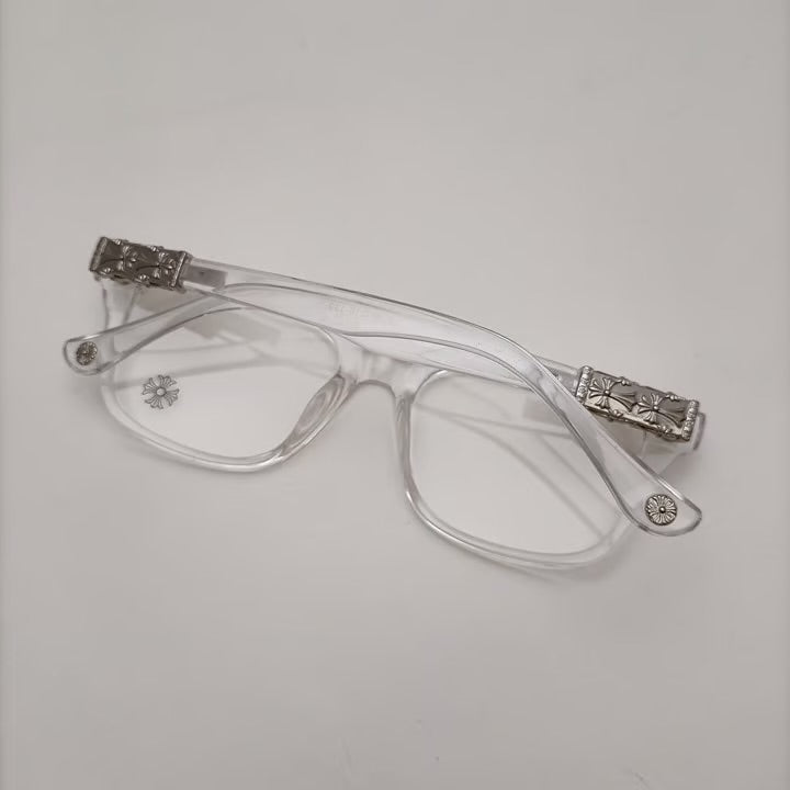 Chrome heart glasses - clear & silver badges NOT BOXED