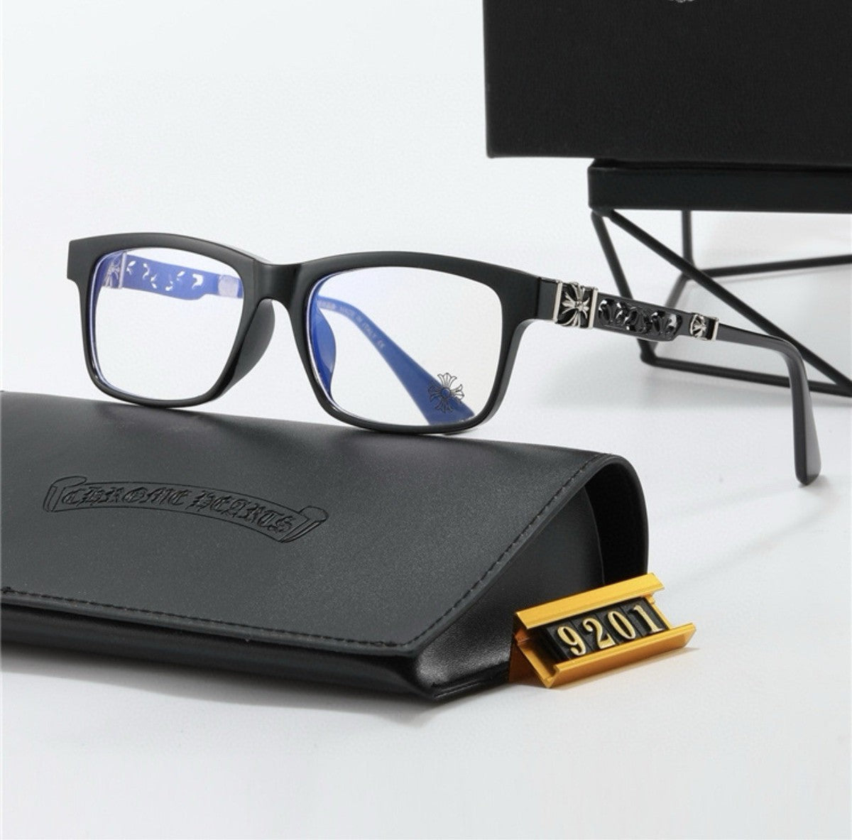 Chrome heart glasses - black & black badges NOT BOXED