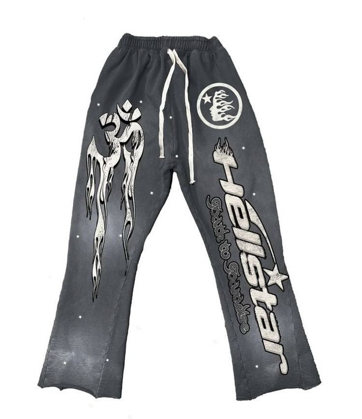 HELLSTAR GREY RACER FLARE SWEATPANTS