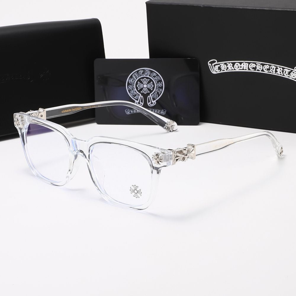 Chrome heart glasses - clear & silver badges