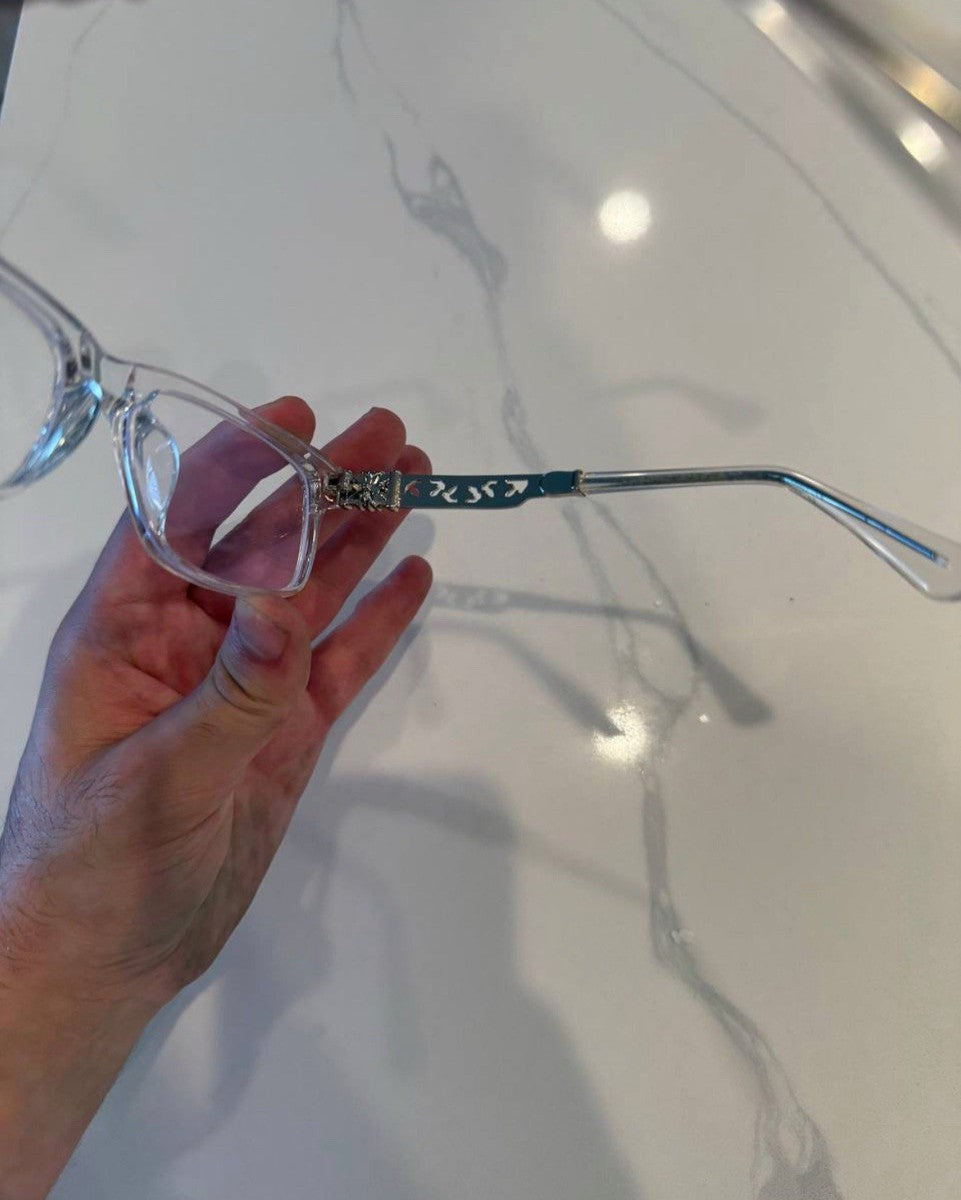 Chrome heart glasses - clear & black badges NOT BOXED