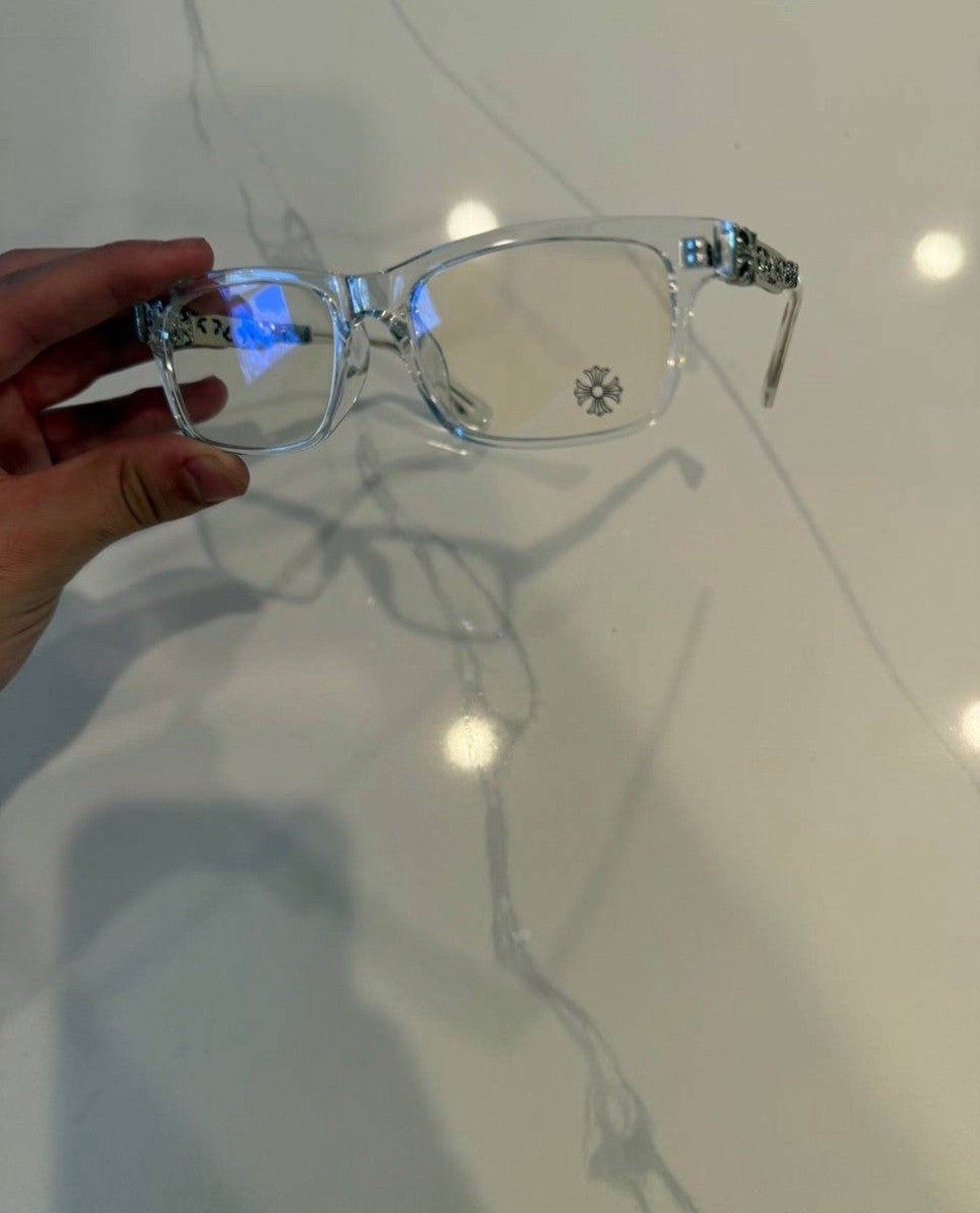 Chrome heart glasses - clear & black badges NOT BOXED