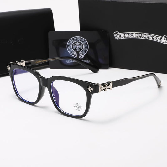 Chrome heart glasses - black & silver badges