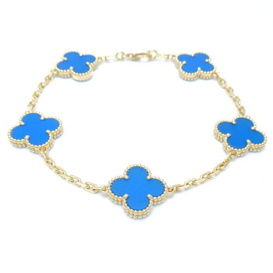 Sky Blue Clover Stainless Steel Bracelet – A Statement of Elegance
