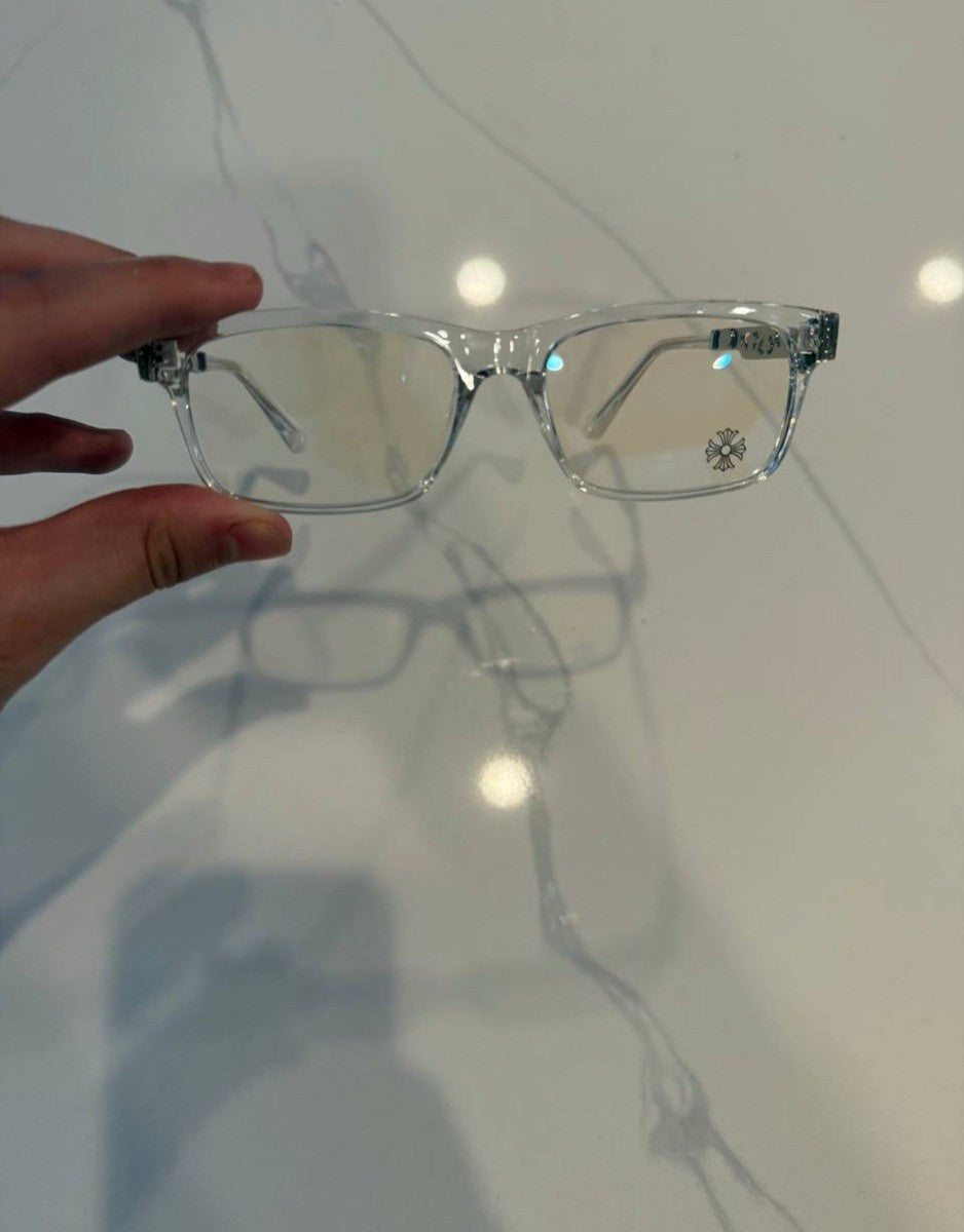 Chrome heart glasses - clear & black badges NOT BOXED