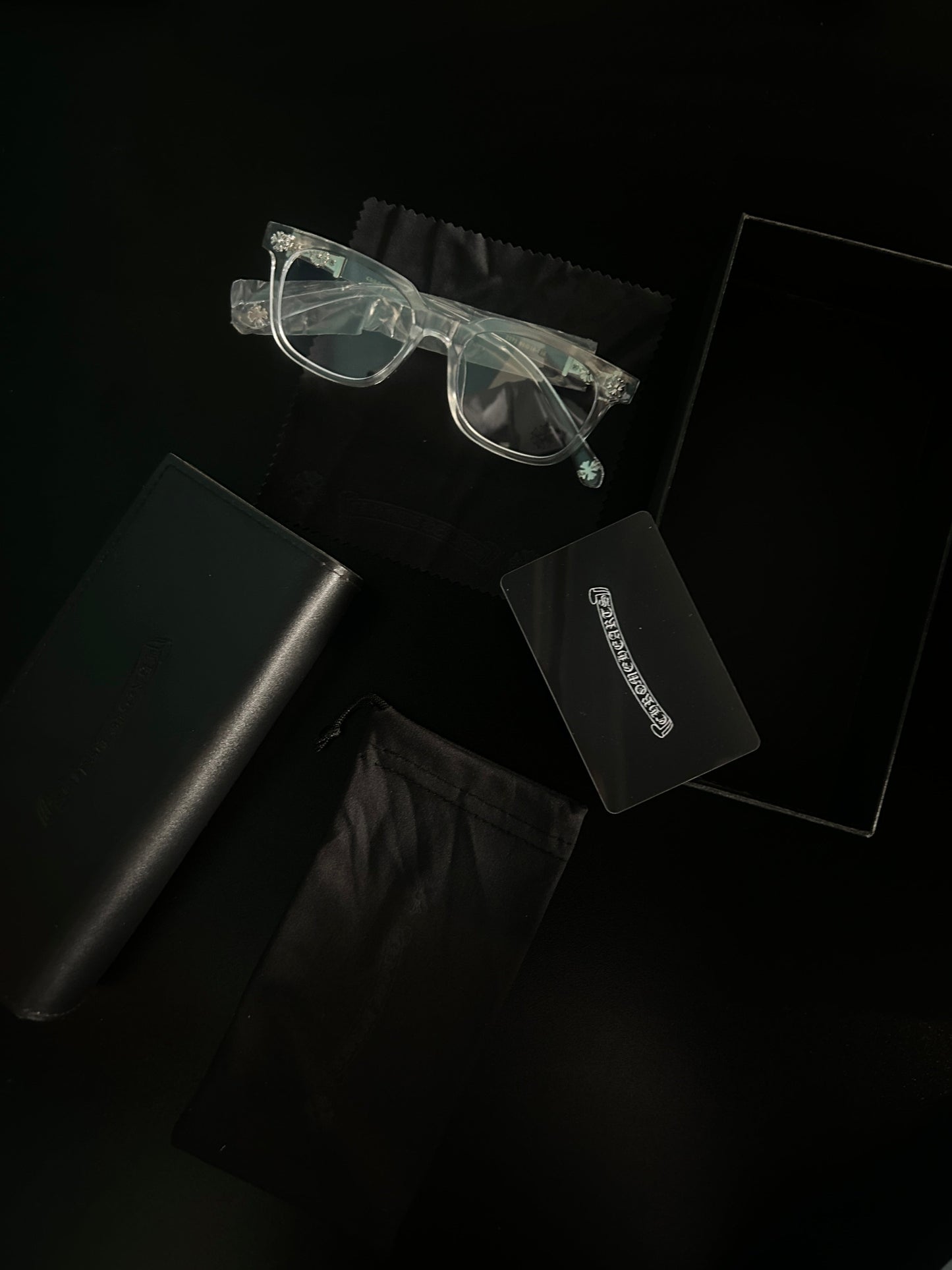 Chrome heart glasses - clear & silver badges