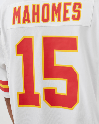 
                      
                        NFL KANSAS CITY CHIEFS ROAD GAME JERSEY PATRICK MAHOMES #15
                      
                    