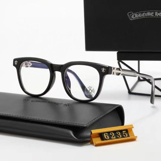 Chrome heart glasses - black & silver badges