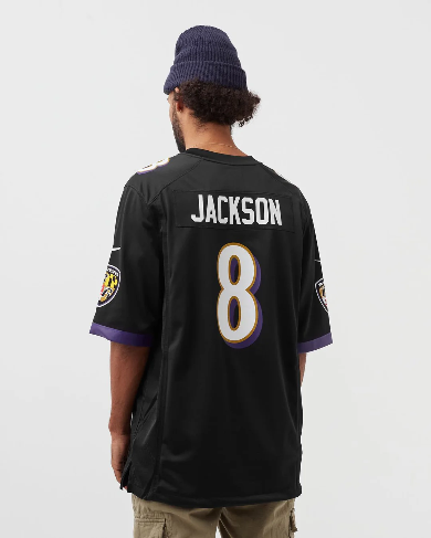 
                      
                        NFL BALTIMORE RAVENS ALTERNATE GAME JERSEY LAMAR JACKSON #8
                      
                    