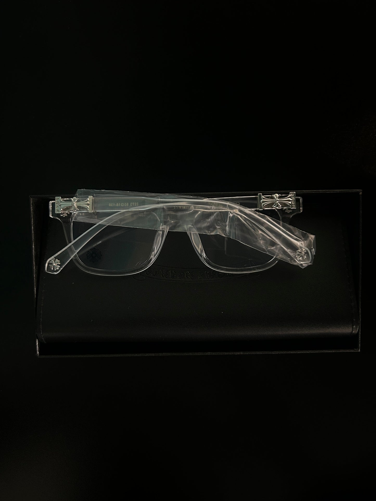 Chrome heart glasses - clear & silver badges