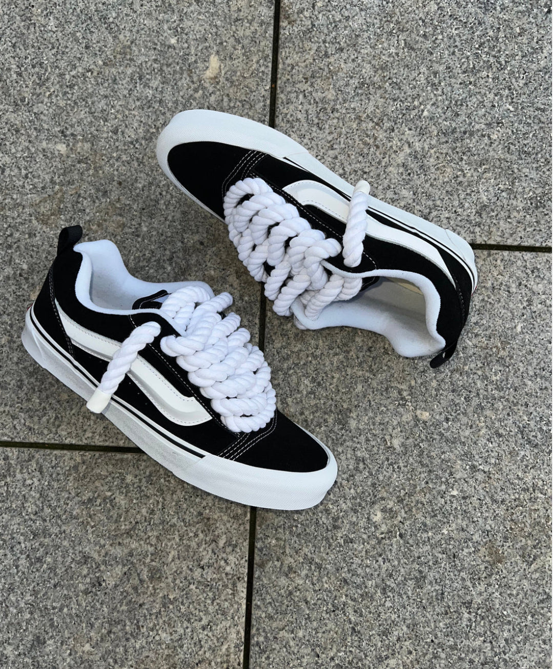 Black knu Skool with X ROPE LACES