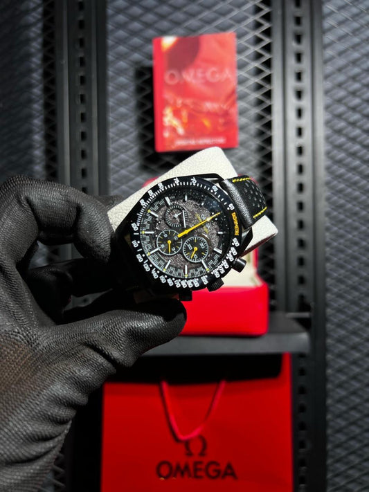 Omega Watch 'Black leather Straps'